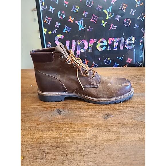 Frye Leather Boots Dakota Plain Toe Brown Mens 13 Lace Up Work Western main image 6